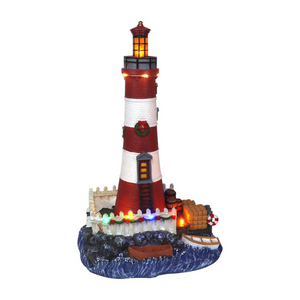 Christmas Village Light House with Illuminated Details