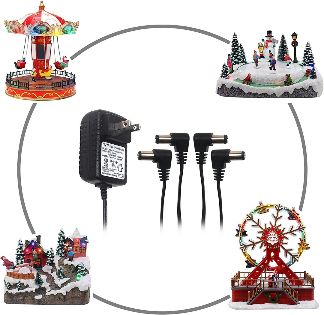 UL DC 4.5V 800mA Adapter with 4 Output Jacks - Christmas Village Company