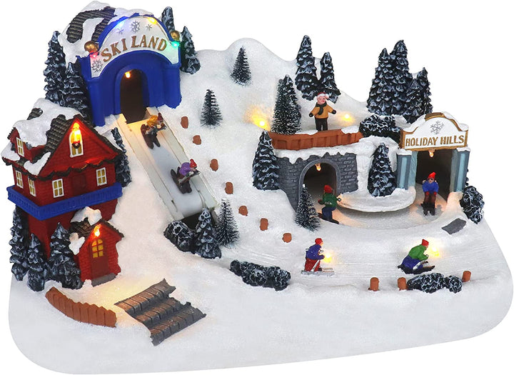 Ski Resort with Moving Skiers - Christmas Village Company