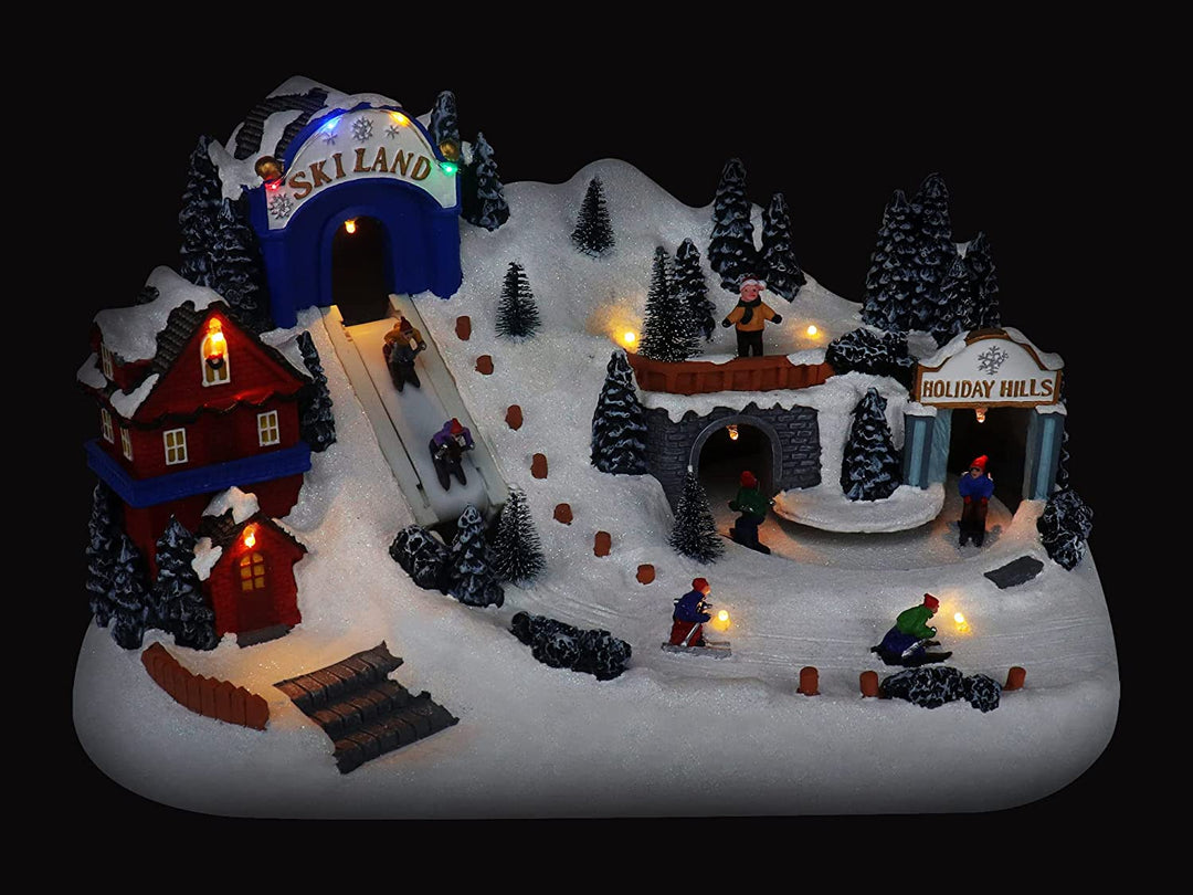 Ski Resort with Moving Skiers - Christmas Village Company