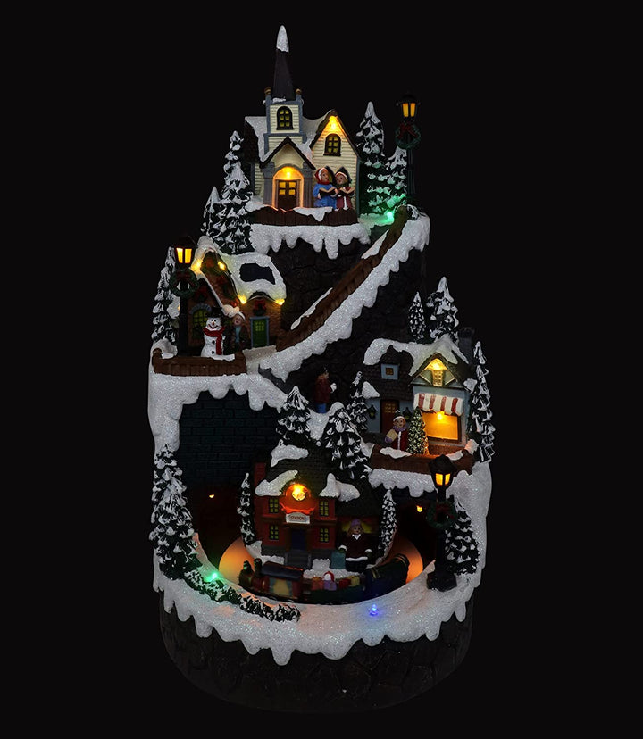 Mountain Houses with Moving Train - Christmas Village Company