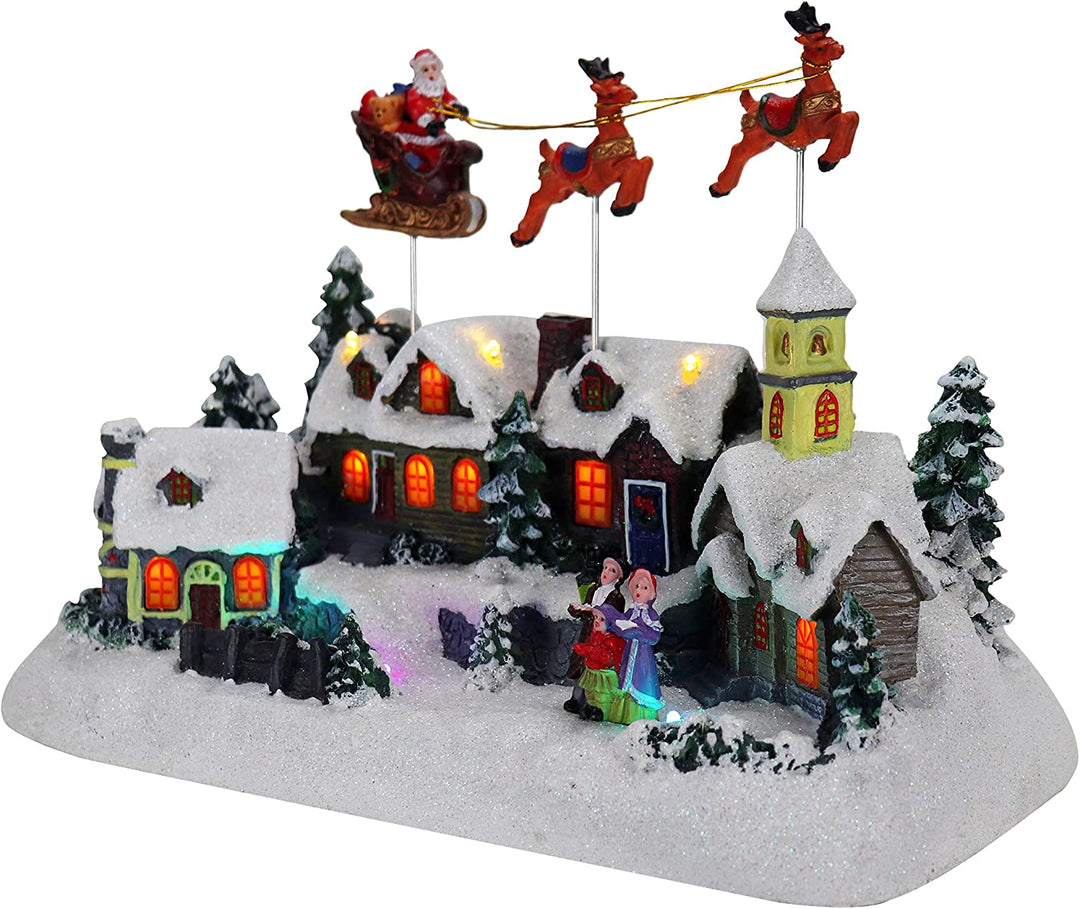 Santa & Reindeer Sleigh - Christmas Village Company