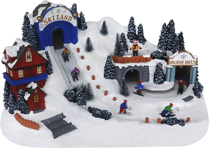 Ski Resort with Moving Skiers - Christmas Village Company