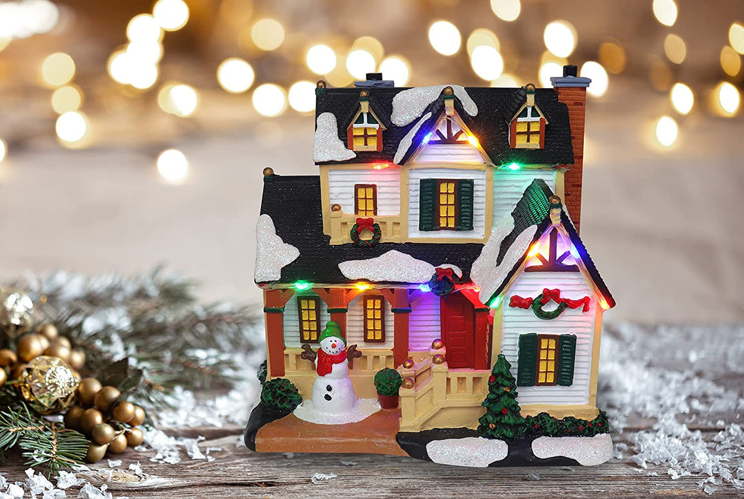 House with Snowman - Christmas Village Company