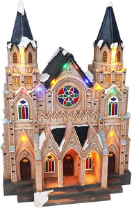 Christmas Village Lighted Cathedral with Holiday Accents